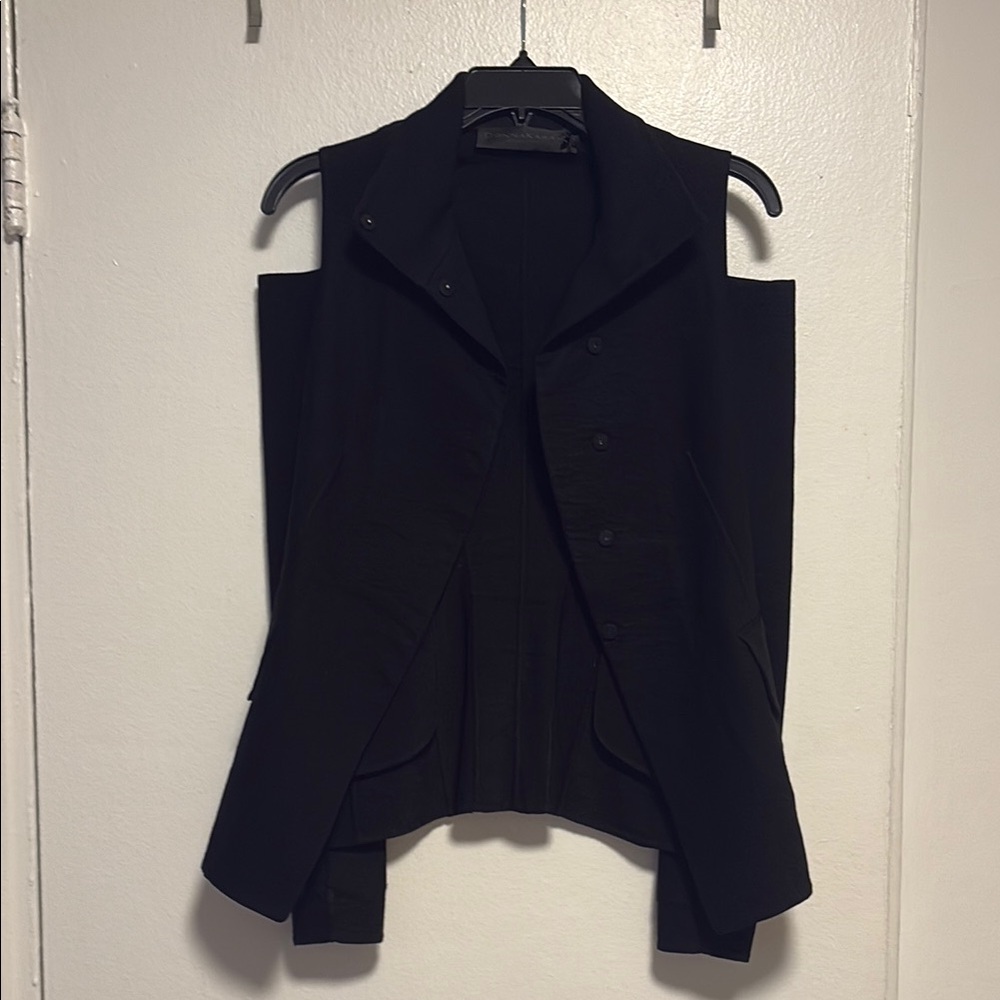 Donna Karan Black Blazer with cold shoulder and Structured Silhouette